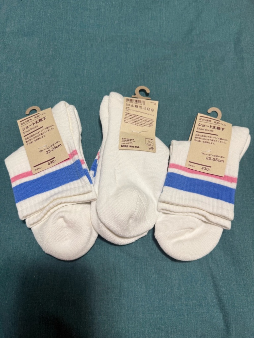 3 Pairs of Japan Lawson striped crew socks 23-25 cm unisex